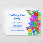 ルアウ(ハワイ式宴会)バースデーパーティーパープルハイビスカススワッグ 招待状 (正面)