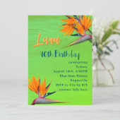 ルアウ（ハワイ式宴会）バースデーパーティーライムトロピカルフラワー 招待状 (スタンド正面)