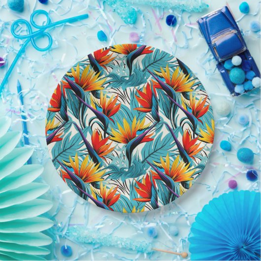 ルアウ（ハワイ式宴会）バードオブパラダイス ペーパープレート (パーティー)