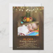 ルアウ(ハワイ式宴会)パイナップルトロピカル1ベビー誕生日写真 招待状 (正面)