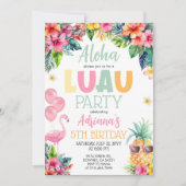 ルアウ(ハワイ式宴会)パイナップルハワイアンガールバースデーパーティー 招待状 (正面)