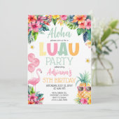 ルアウ(ハワイ式宴会)パイナップルハワイアンガールバースデーパーティー 招待状 (スタンド正面)