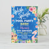 ルアウ(ハワイ式宴会)パイナップルハワイアン誕生日プールパーティー 招待状 (スタンド正面)