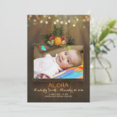 ルアウ（ハワイ式宴会）パイナップル熱帯生まれたばかりのベビー写真誕生 案内状 (スタンド正面)