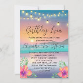 ルアウ(ハワイ式宴会)パステルサンセットビーチ海バースデーパーティー 招待状 (正面)