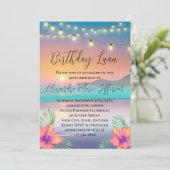 ルアウ(ハワイ式宴会)パステルサンセットビーチ海バースデーパーティー 招待状 (スタンド正面)