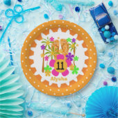 ルアウ(ハワイ式宴会)パーソナライズされた第11誕生日紙プレート ペーパープレート (パーティー)