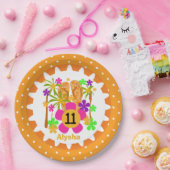 ルアウ(ハワイ式宴会)パーソナライズされた第11誕生日紙プレート ペーパープレート (パーティー)