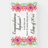 ルアウ（ハワイ式宴会）パーソナライズされた花卒業旗 横断幕 (縦)