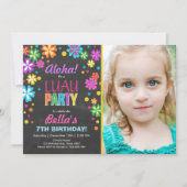 ルアウ(ハワイ式宴会)パーティの招待状トロピカル誕生日アロハ 招待状 (正面)