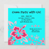 ルアウ(ハワイ式宴会)パーティの招待状ハイビスカスフラワーピンクブルー 招待状 (裏面)