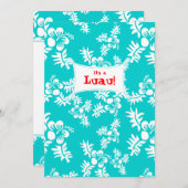 ルアウ（ハワイ式宴会）パーティの招待状ハイビスカスフラワーブルーホワイト 招待状 (正面/裏面)