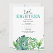 ルアウ(ハワイ式宴会)パーティの招待状水彩第18誕生日 (正面)
