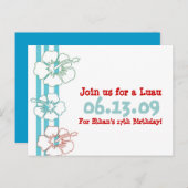 ルアウ（ハワイ式宴会）パーティの招待状 インビテーションポストカード (正面/裏面)