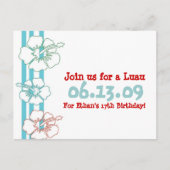 ルアウ（ハワイ式宴会）パーティの招待状 インビテーションポストカード (正面)