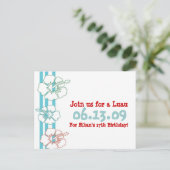 ルアウ（ハワイ式宴会）パーティの招待状 インビテーションポストカード (スタンド正面)