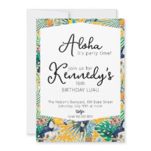 ルアウ（ハワイ式宴会）パーティの招待状 |トゥーカン&パイナップル