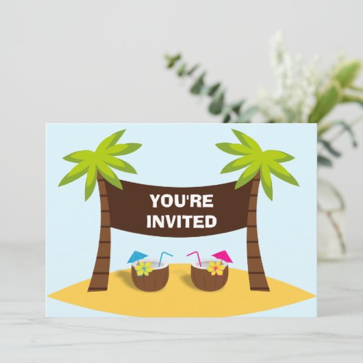 ルアウ(ハワイ式宴会)パーティの招待状 招待状 (スタンド正面)