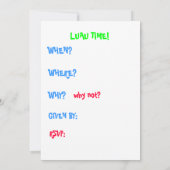 ルアウ（ハワイ式宴会）パーティの招待状 招待状 (裏面)