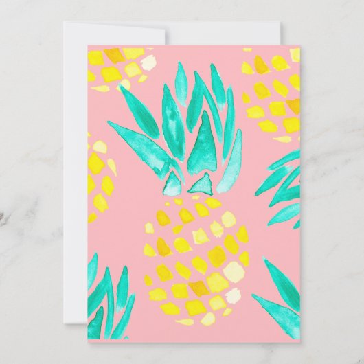 ルアウ（ハワイ式宴会）パーティーアロハパイナップルファースト誕生日 招待状 (裏面)