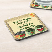 ルアウ（ハワイ式宴会）パーティーティキハットスイカピープルコルクコースター コースター (左側)