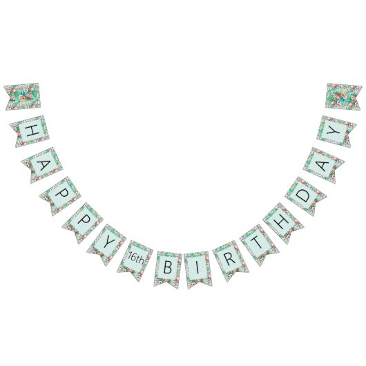 ルアウ（ハワイ式宴会）パーティーバナー |フラミンゴス&パームズ バンティングフラッグ (全)