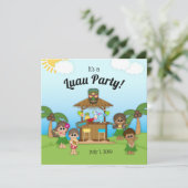ルアウ(ハワイ式宴会)パーティー誕生日BBQピクニックパーティの招待状 招待状 (スタンド正面)