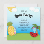 ルアウ(ハワイ式宴会)パーティー誕生日BBQピクニックパーティの招待状 招待状 (裏面)