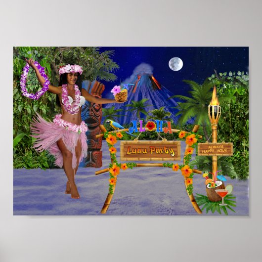 ルアウ（ハワイ式宴会）パーティー ポスター (正面)
