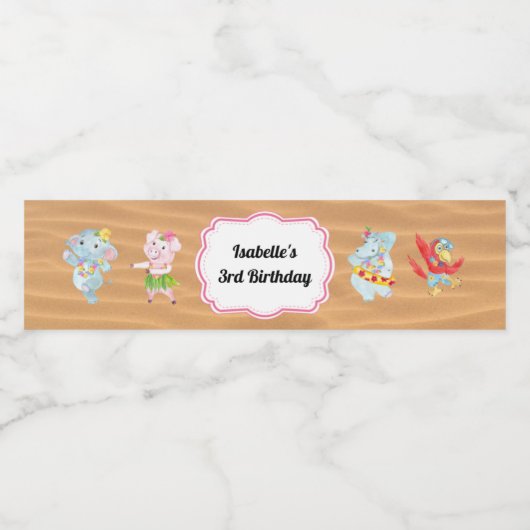 ルアウ（ハワイ式宴会）ビーチパーティー水ボトルラベル ペットボトルラベル (シングルラベル)