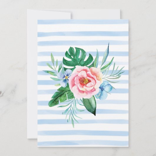 ルアウ（ハワイ式宴会）ビーチパーティー熱帯フローラハワイアン誕生日 招待状 (裏面)