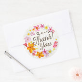 ルアウ（ハワイ式宴会）ビーチプルメリアレイサンキューラベル ラウンドシール (封筒)
