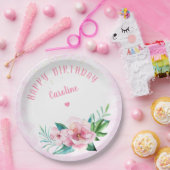 ルアウ(ハワイ式宴会)ビーチ熱帯フローラハワイアン誕生日 ペーパープレート (パーティー)