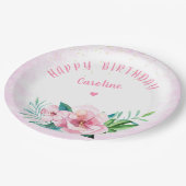 ルアウ(ハワイ式宴会)ビーチ熱帯フローラハワイアン誕生日 ペーパープレート (アングル)