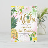 ルアウ(ハワイ式宴会)ファースト誕生日、トロピカル誕生日、アロハ 招待状 (スタンド正面)