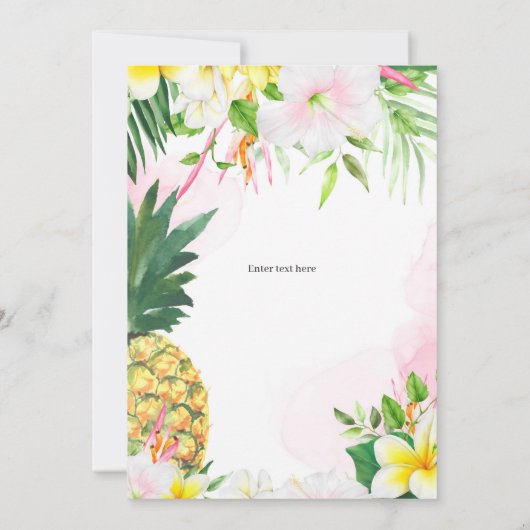 ルアウ（ハワイ式宴会）ファースト誕生日、トロピカル誕生日、アロハ 招待状 (裏面)