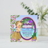 ルアウ（ハワイ式宴会）フラガールハワイアントロピカルベビーシャワー 招待状 (スタンド正面)