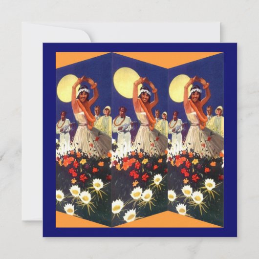 ルアウ(ハワイ式宴会)フラダンスパーティの招待状~カスタマイズEZトー! 招待状 (正面)