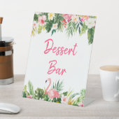 ルアウ（ハワイ式宴会）フラミンゴトロピカルシャワーデザートバーサイン 台座サイン (インサイチュ)