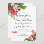 ルアウ(ハワイ式宴会)フラミンゴトロピカルフローラリハーサルディナー 招待状 (正面/裏面)