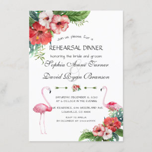 ルアウ(ハワイ式宴会)フラミンゴトロピカルフローラリハーサルディナー 招待状