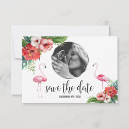ルアウ(ハワイ式宴会)フラミンゴ熱帯フローラ写真Save The Date セーブザデート