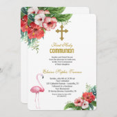 ルアウ(ハワイ式宴会)フラミンゴ熱帯フローラ聖餐式 招待状 (正面/裏面)