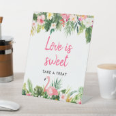 ルアウ（ハワイ式宴会）フラミンゴ熱帯性愛は甘い好意サイン 台座サイン (インサイチュ)