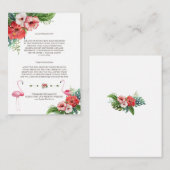 ルアウ(ハワイ式宴会)フラミンゴ熱帯結婚フローラ詳細 エンクロージャーカード (正面/裏面)