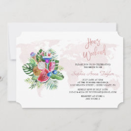 ルアウ（ハワイ式宴会）フローラバラ金ゴールドバチェロレッテヘンウィークエンド 招待状