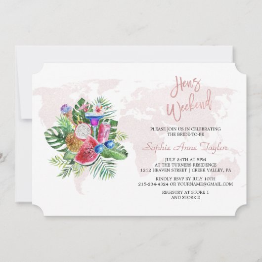 ルアウ(ハワイ式宴会)フローラバラ金ゴールドバチェロレッテヘンウィークエンド 招待状 (正面)