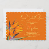 ルアウ（ハワイ式宴会）ブライダルシャワーオレンジバードオブパラダイスデザイン 招待状 (正面)