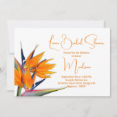 ルアウ(ハワイ式宴会)ブライダルシャワーオレンジバードオブパラダイスデザイン 招待状 (正面)