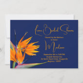 ルアウ(ハワイ式宴会)ブライダルシャワーオレンジバードオブパラダイスデザイン 招待状 (正面)